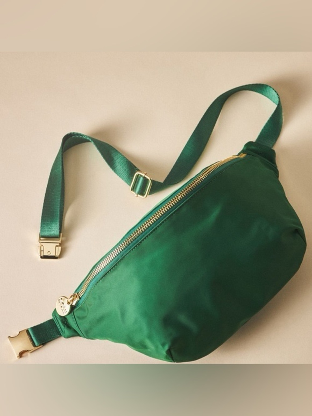 SCL Stoney Clover Lane Jumbo Emerald Green Nylon Crossbody Fanny Pack Belt Bag